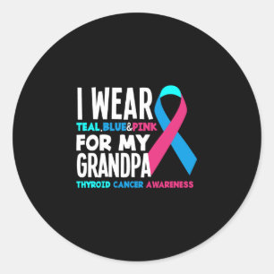 Sticker Rond Je Porte Une Attention Pour Mon Grand-Père Thyroid