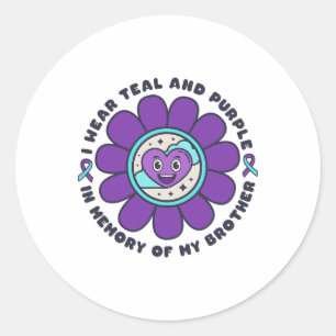 Sticker Rond Je Porte Une Mémoire Turquoise Et Violette De Mon 