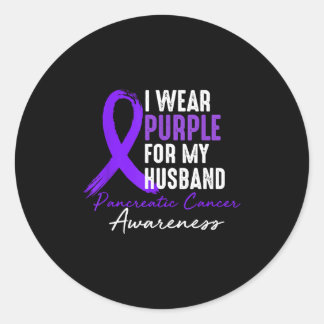 Sticker Rond Je Porte Violet MARI Pancréatique Cancer Sensibili