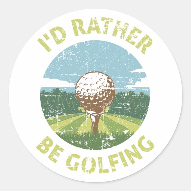 Sticker Rond Je Préfère Faire Du Golf (Devant)