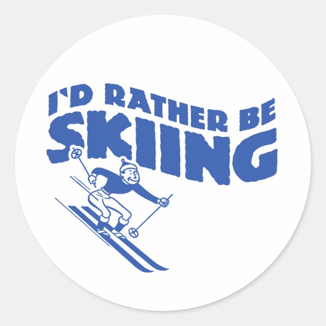 Sticker Rond Je préfère skier (homme) (Devant)