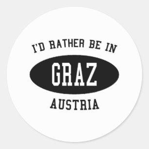 Sticker Rond Je préférerais être à Graz, Autriche