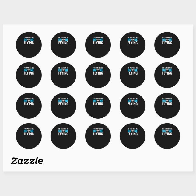 Sticker Rond Je préférerais être drone volant (Feuille)