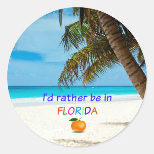 Sticker Rond Je préférerais être en Floride