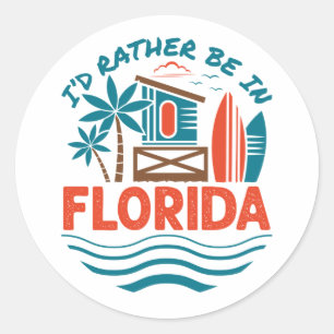 Sticker Rond Je préférerais être en Floride