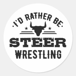 Sticker Rond Je Préférerais Être Steer La Lutte