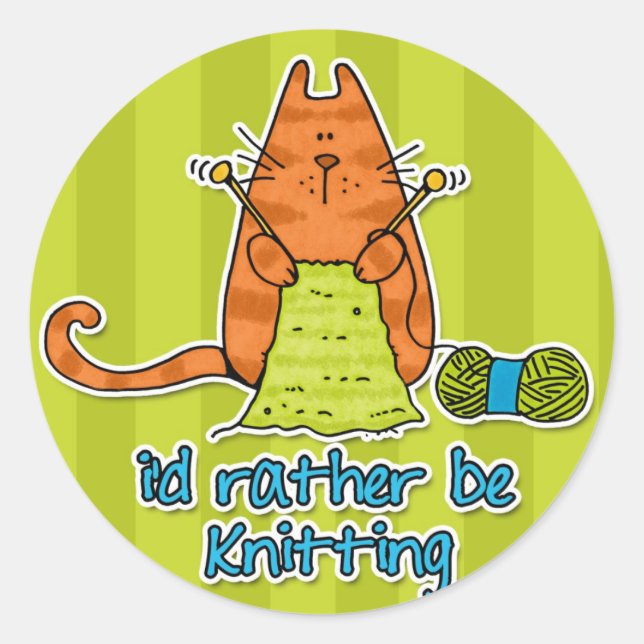 Sticker Rond je préférerais être tricot (Devant)