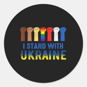 Sticker Rond Je Prends Position Avec L'Ukraine Anti Poutine Arr
