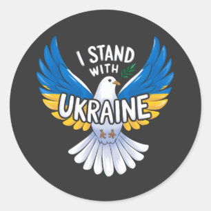 Sticker Rond Je Prends Position Avec L'Ukraine Pour Soutenir Le