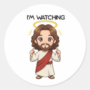 Sticker Rond Je regarde - Jésus réagit