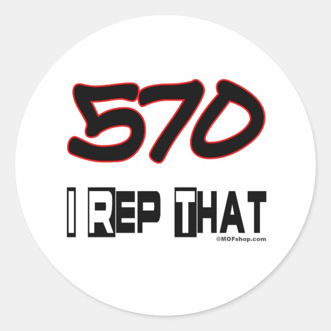 Sticker Rond Je Représente Le Code Régional 570 (Devant)