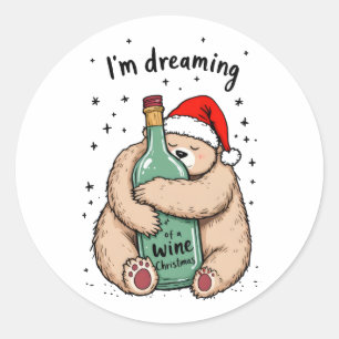 Sticker Rond Je rêve d'un Noël de vin