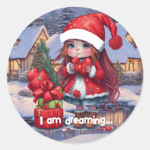 Sticker Rond Je rêve.. Noël
