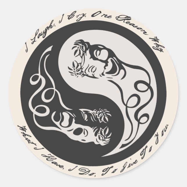 Sticker Rond Je Ris Je Pleure (Devant)