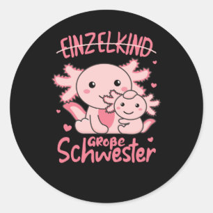 Sticker Rond Je Serai Grande Soeur 2022 Pour Les frères axolotl