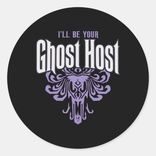 Sticker Rond Je serai votre hôte fantôme Haunted Halloween Part (Devant)