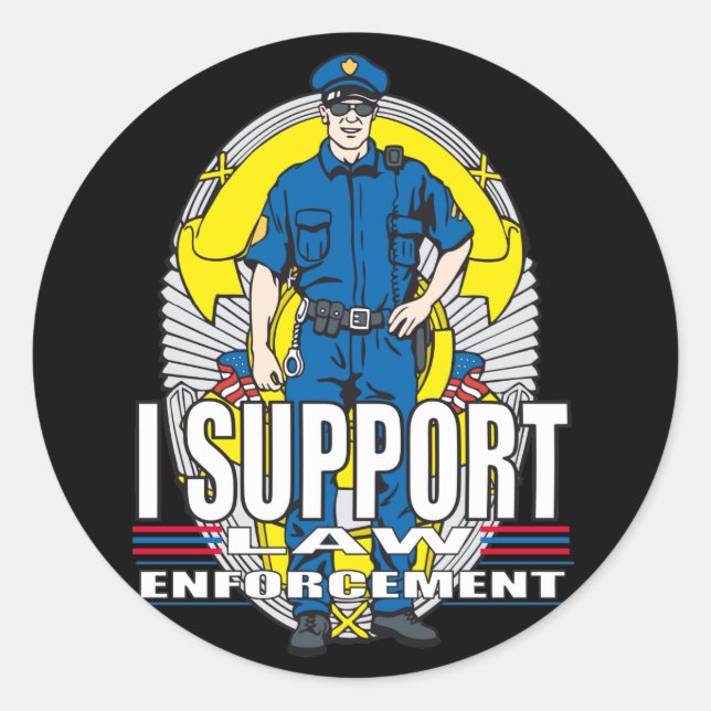 Sticker Rond Je soutiens l'application de la loi (Devant)