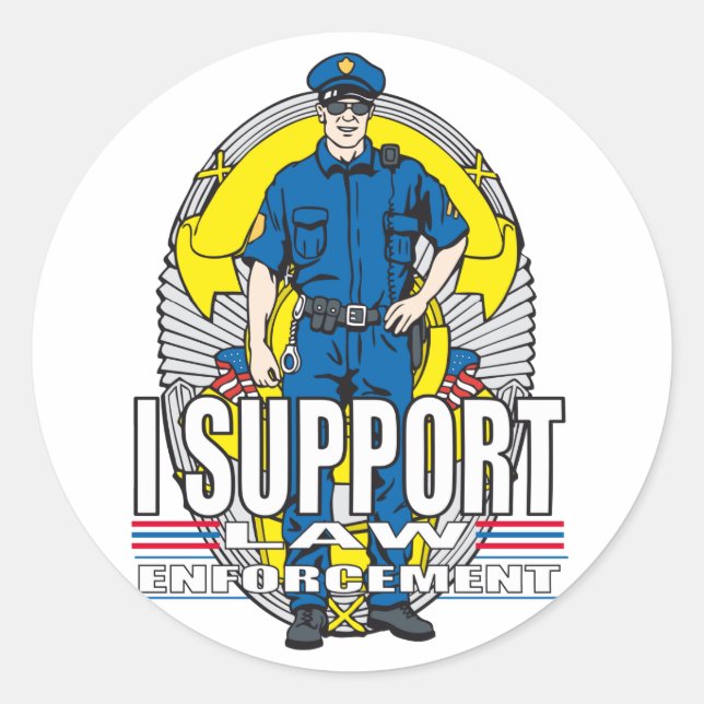 Sticker Rond Je soutiens l'application de la loi (Devant)
