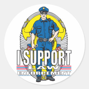 Sticker Rond Je soutiens l'application de la loi