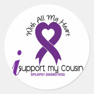 Sticker Rond Je soutiens mon épilepsie de cousin