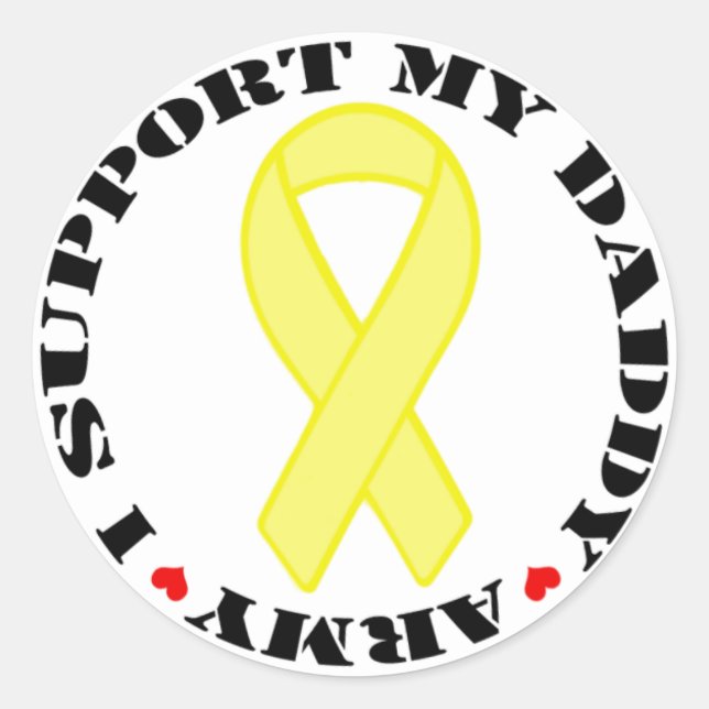 Sticker Rond Je soutiens Mon Papa - Armée (Devant)