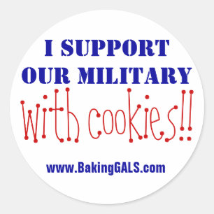 Sticker Rond Je soutiens nos militaires avec des biscuits ! !