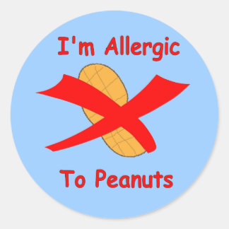 Sticker Rond Je suis allergique à l'Autocollant bleu cacahuète