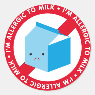 Sticker Rond Je suis allergique au lait !