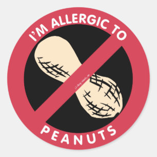 Sticker Rond Je suis Allergique aux arachides Symbole d'allergi