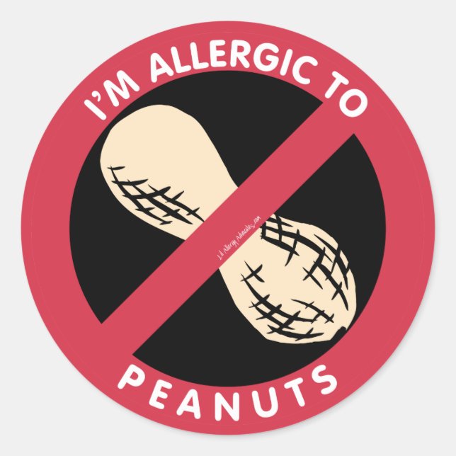 Sticker Rond Je suis Allergique aux arachides Symbole d'allergi (Devant)