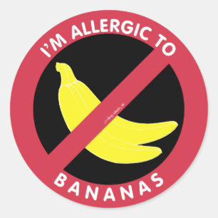 Sticker Rond Je suis Allergique Aux Bananes Symbole d'allergie