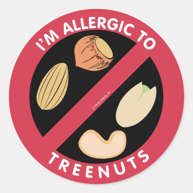 Sticker Rond Je suis Allergique aux noix d'arbre Symbole d'alle (Devant)