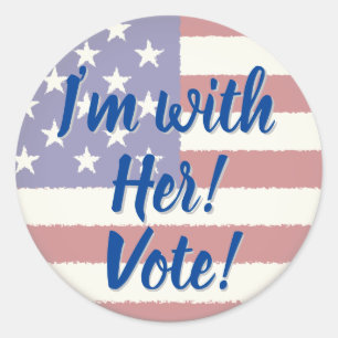 Sticker Rond Je suis avec elle... Vote