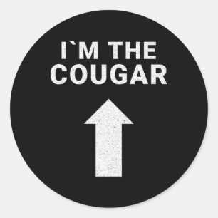 Sticker Rond Je suis avec l'Humour Cougar Halloween Cadeau d'an