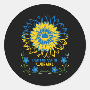 Sticker Rond Je suis avec l'Ukraine - Drapeau ukrainien tournes