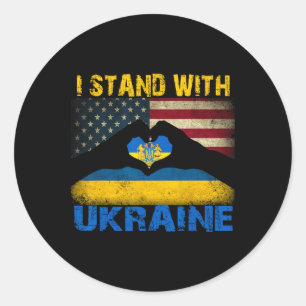Sticker Rond Je suis avec l'Ukraine soutien à l'Ukraine Amour F