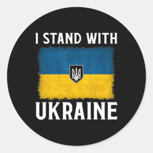 Sticker Rond Je suis avec l'Ukraine Soutien Ukraine Drapeau Ukr