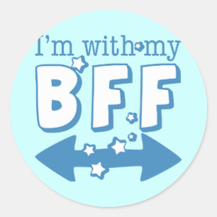 Sticker Rond Je suis avec My BFF (double flèche)