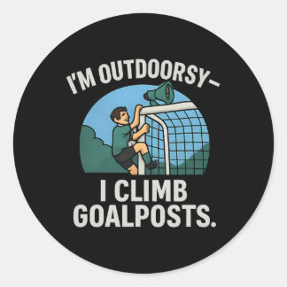 Sticker Rond Je suis aventurier Je grimpe aux poteaux de but Fa