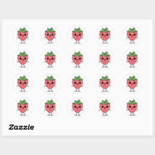 Sticker Rond Je suis Berry Happy mignon saut de fraise kawaii