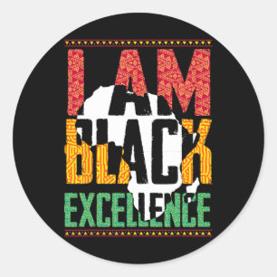Sticker Rond Je Suis Black Excellence Afro Pride Junetdix