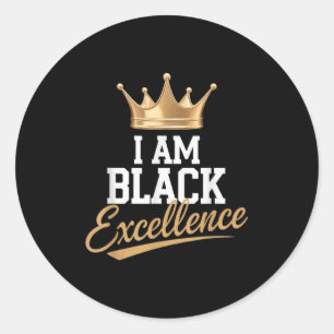 Sticker Rond Je Suis Black Excellence Histoire Noire Afro Motiv
