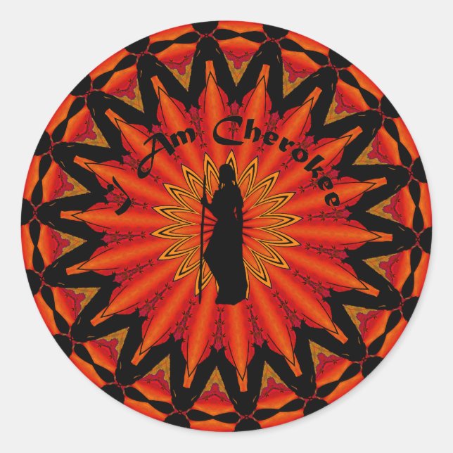 Sticker Rond Je suis Cherokee (Devant)