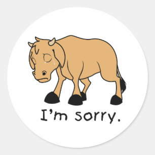 Sticker Rond Je suis désolé Brown Pleurer Triste Weeping Calf C