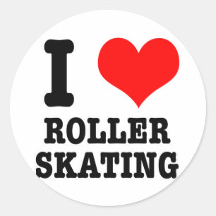 STICKER ROND JE SUIS FAN (J'AIME) DU ROLLER SKATING