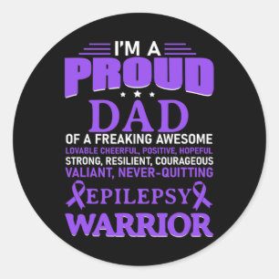 Sticker Rond Je suis Fier Papa Epilepsie Sensibilisation Ribbon