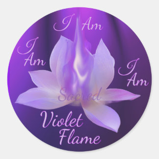 Sticker Rond Je Suis Flamme Violette Sacrée Avec Lotus