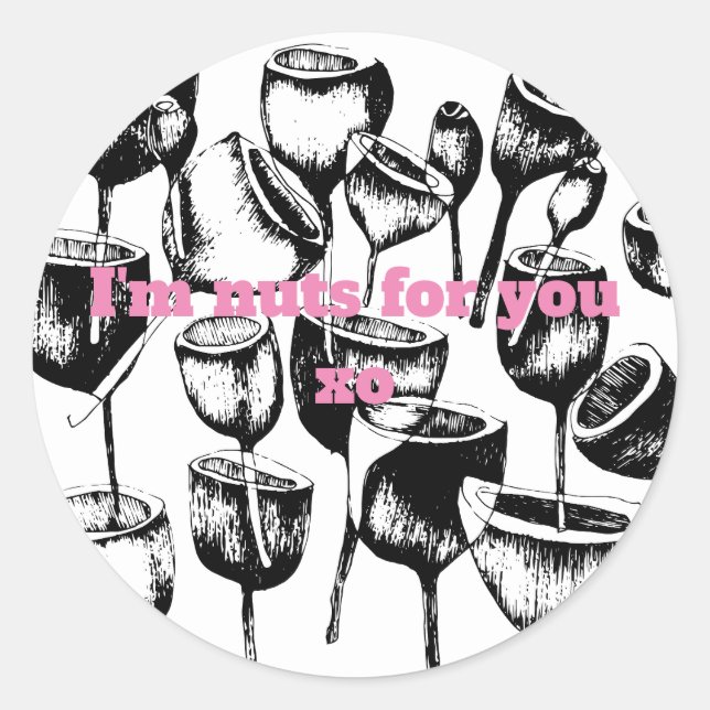 Sticker Rond Je suis fou pour toi xo (Devant)