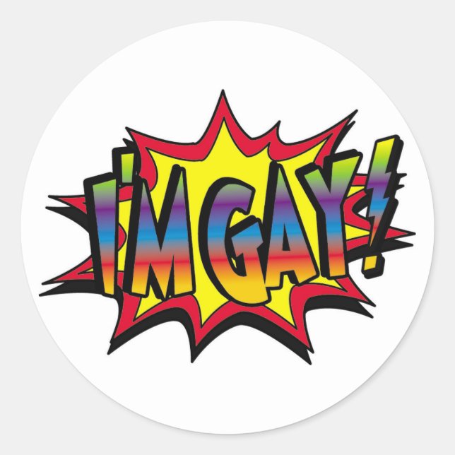 Sticker Rond Je suis Gay Burst (Devant)