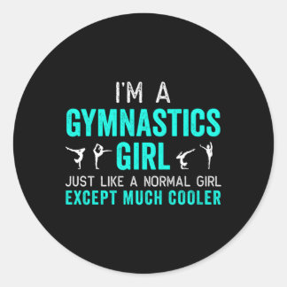 Sticker Rond Je Suis Gymnastique Pour Gymnaste Turquoise